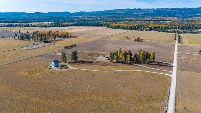 bird's eye view with a mountain view and a rural view