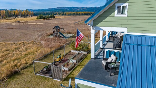 exterior space featuring a mountain view