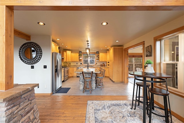 dining area featuring light hardwood / wood-style floors