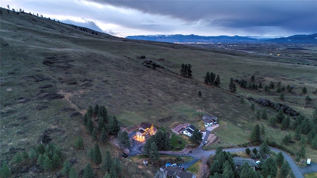 aerial view with a mountain view