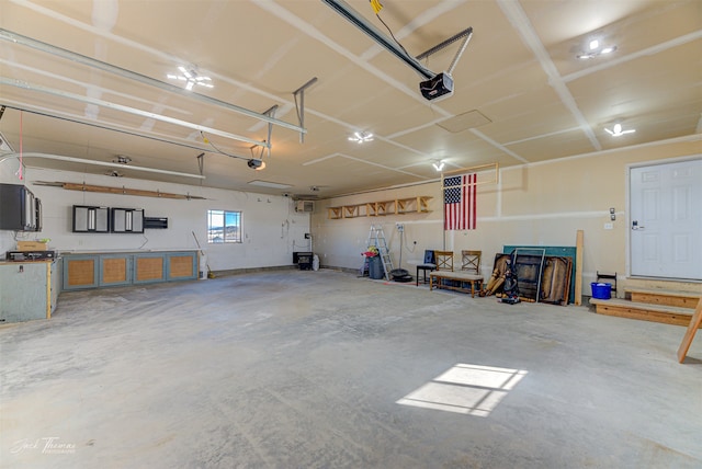 garage with a garage door opener