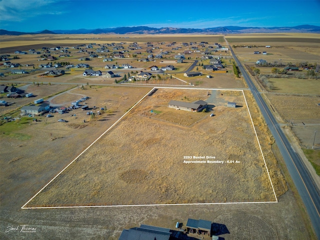 drone / aerial view with a mountain view