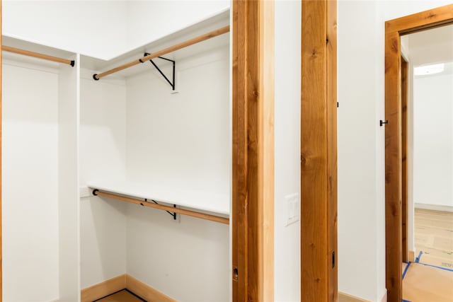 spacious closet with hardwood / wood-style flooring