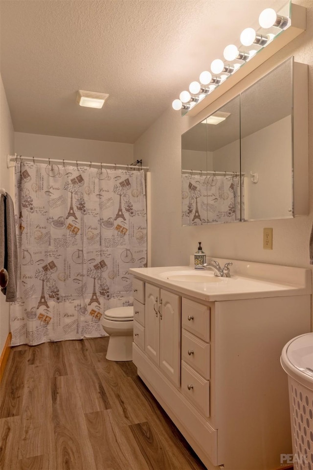 214 Solomon Mountain Rd, Clancy, MT 59634 - bathroom featuring wood finished floors, vanity, and a textured ceiling