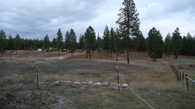 view of yard with a rural view