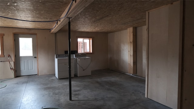 basement with washer and dryer