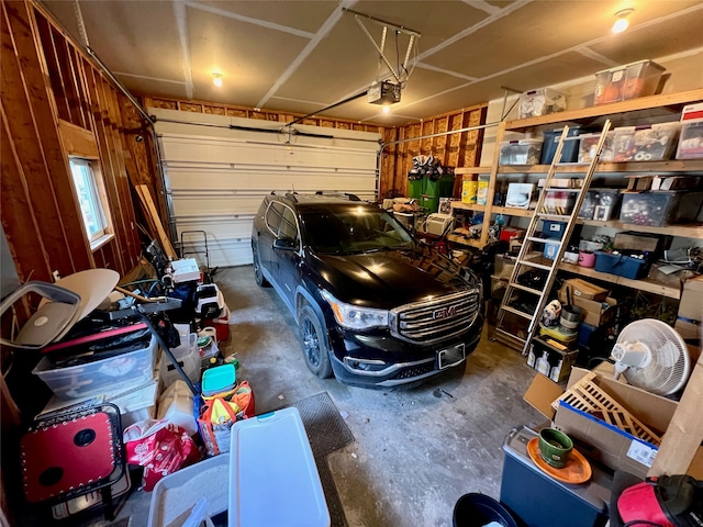 garage with a garage door opener