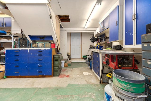 interior space with a workshop area