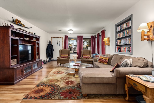 living room featuring light wood-type flooring