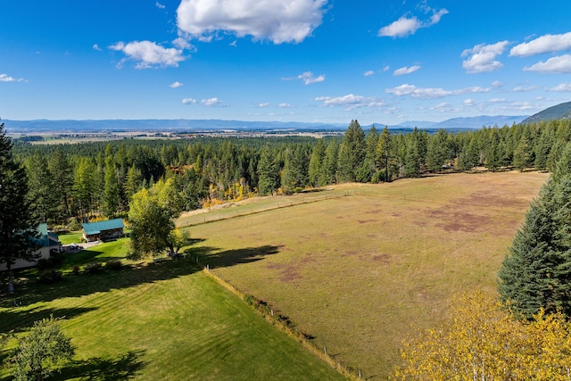 bird's eye view with a mountain view