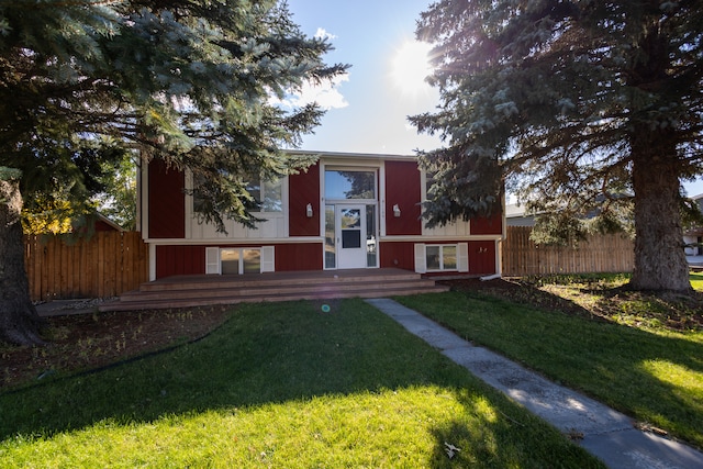 obstructed view of property with a garage