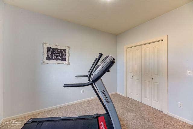 exercise room with carpet floors