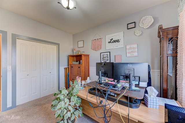 office area featuring carpet flooring