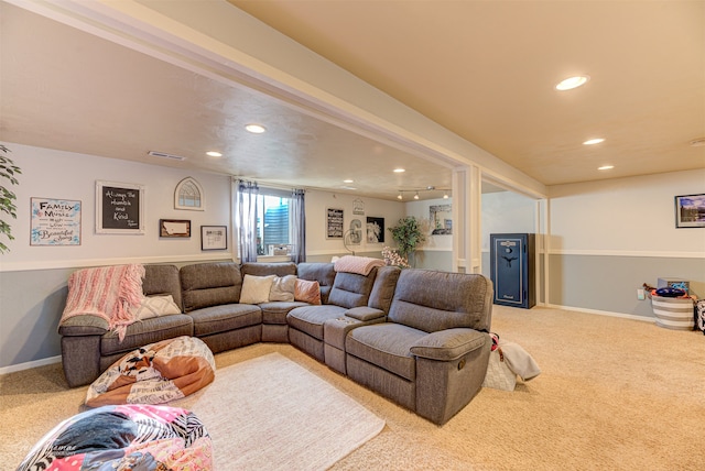 living room with carpet flooring