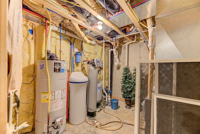 utility room with water heater