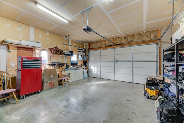 garage with a garage door opener