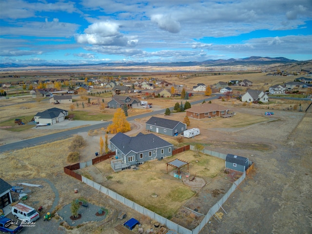 drone / aerial view with a mountain view