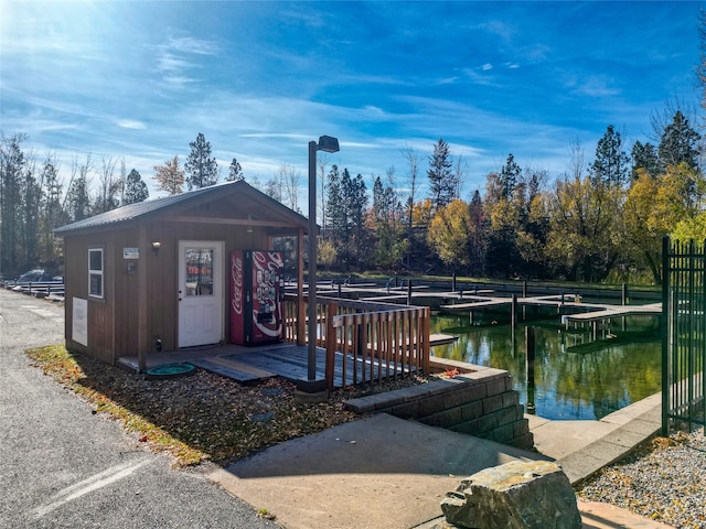 view of dock featuring a water view