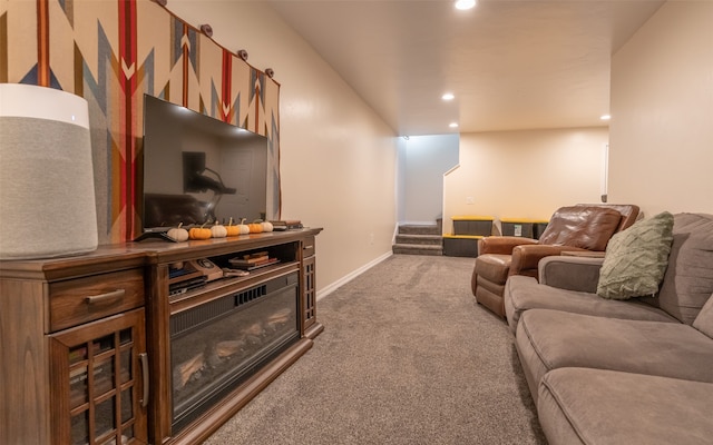 living room with carpet