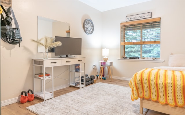 bedroom featuring light wood-type flooring