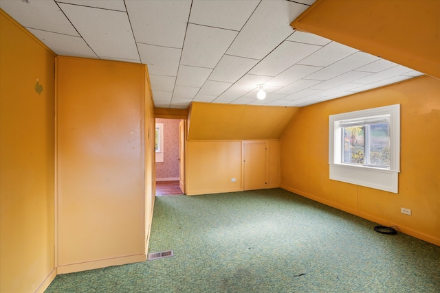 additional living space with carpet and lofted ceiling