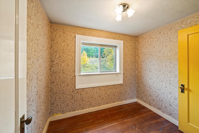 spare room featuring dark hardwood / wood-style flooring