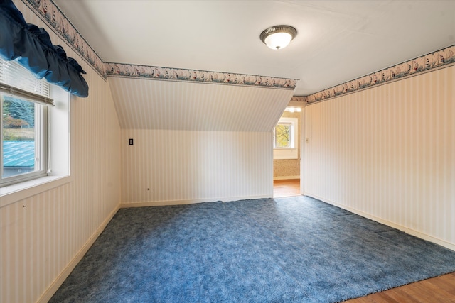 bonus room with hardwood / wood-style floors, plenty of natural light, and lofted ceiling