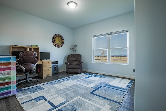 office area with dark hardwood / wood-style floors