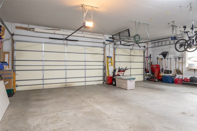 garage with a garage door opener