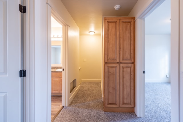 hall with carpet floors