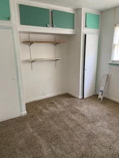 unfurnished bedroom with a closet and carpet flooring