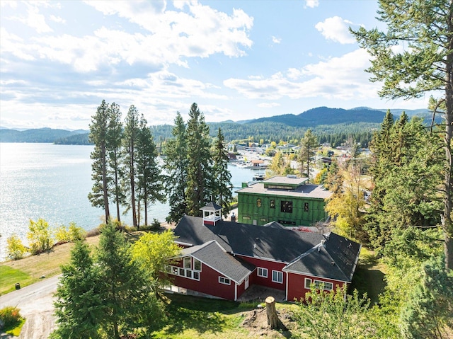 381 Lakeside Blvd, Lakeside, MT 59922 - aerial view of property and surrounding area with a water and mountain view