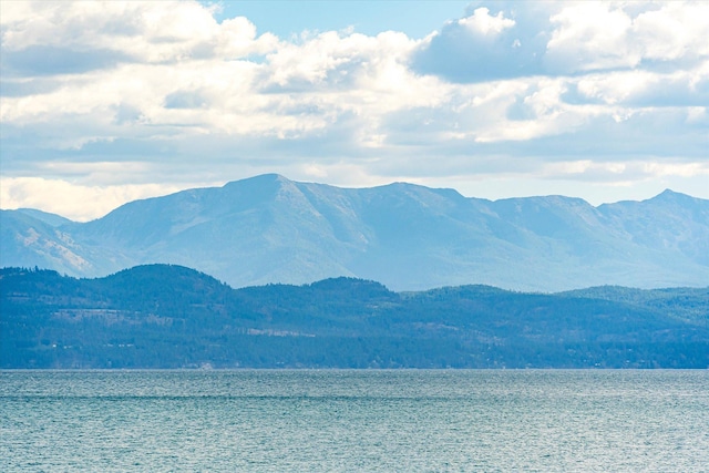 view of mountain feature with a water view