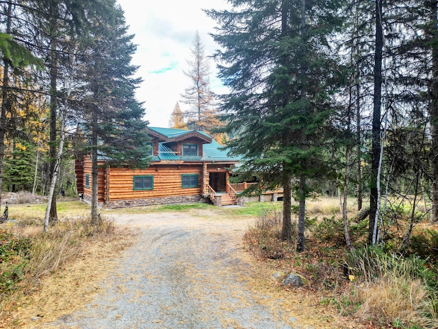 view of log home