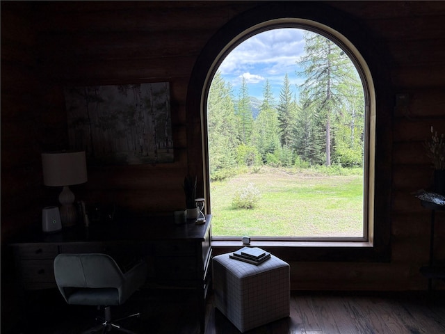 1750 Hill Meadows Rd, Whitefish, MT 59937 - doorway featuring wood finished floors and a view of trees