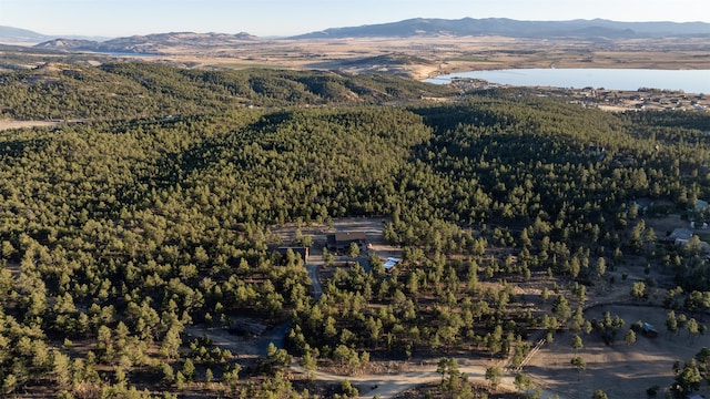 aerial view with a water and mountain view