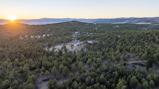 aerial view at dusk with a mountain view