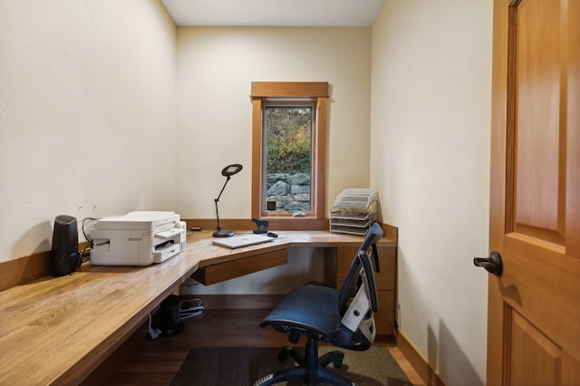 office area with wood-type flooring