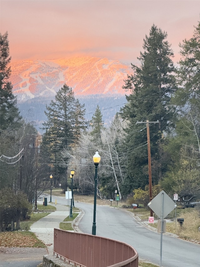 view of street with a mountain view