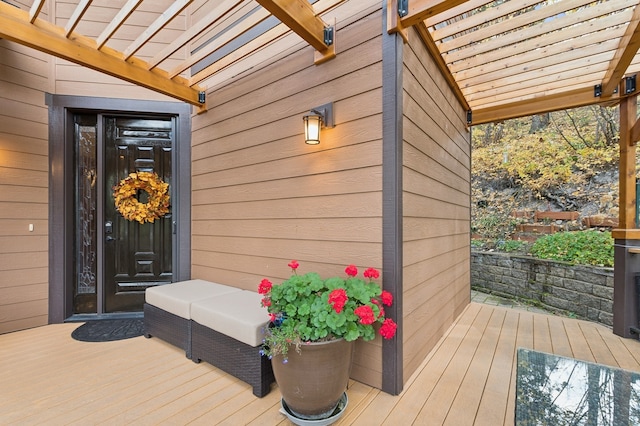 deck featuring a pergola