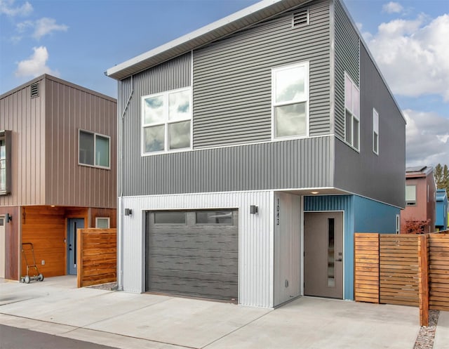 contemporary house featuring a garage