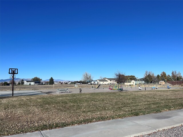 view of yard with a playground