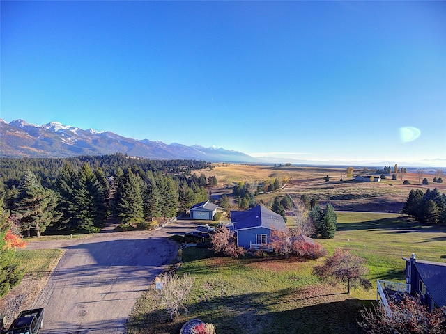 aerial view featuring a mountain view