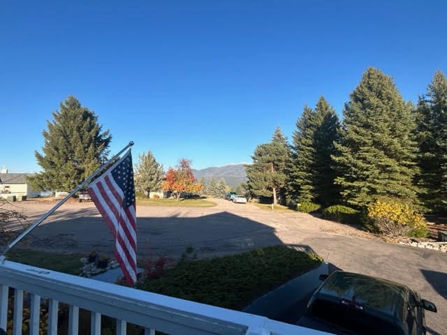 view of yard featuring a mountain view