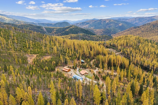 2197 W Tower Rd, Saltese, MT 59867 - aerial overview of property's location featuring a heavily wooded area and a mountainous background