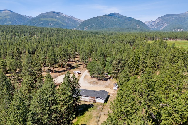 drone / aerial view featuring a mountain view