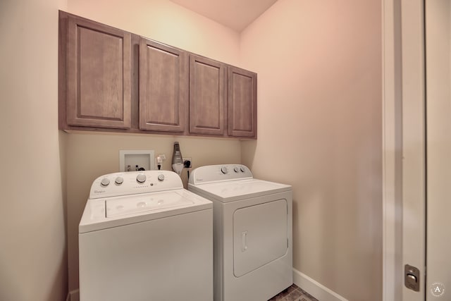 laundry room with cabinets and separate washer and dryer