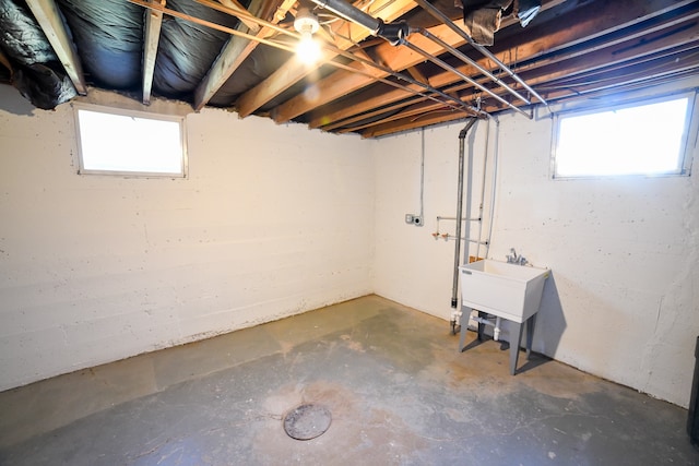 basement with a wealth of natural light