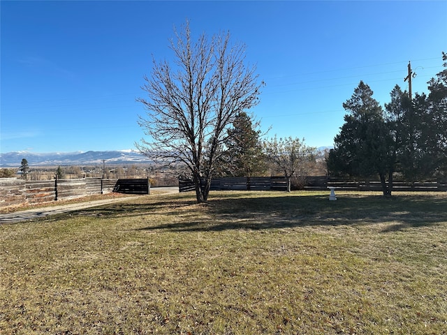 view of yard featuring a mountain view and a rural view