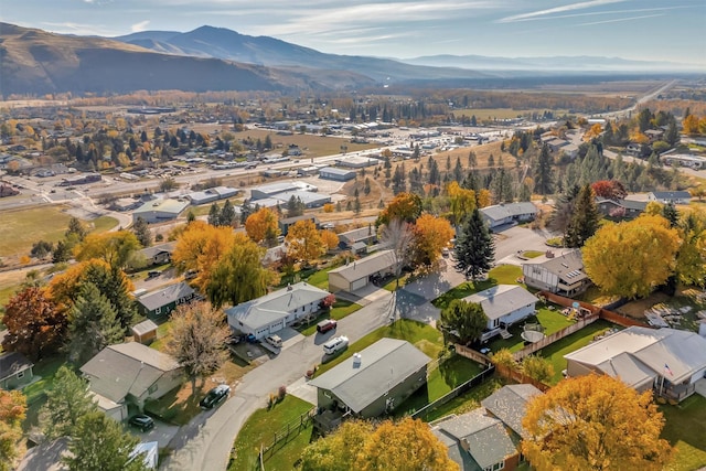 aerial view with a residential view and a mountain view